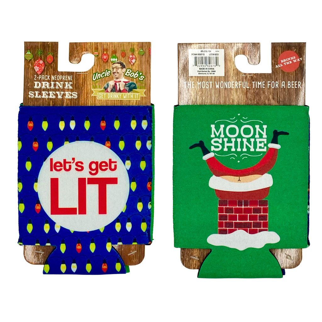2pc Holiday Drink Sleeves: Let's Get Lit & Moonshine