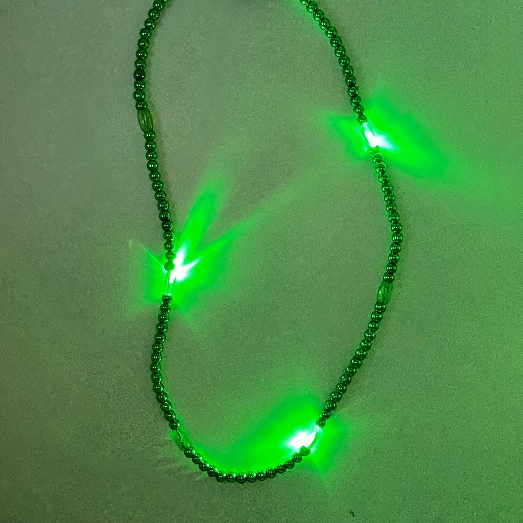 Light Up Green Mardi Gras Bead Necklace