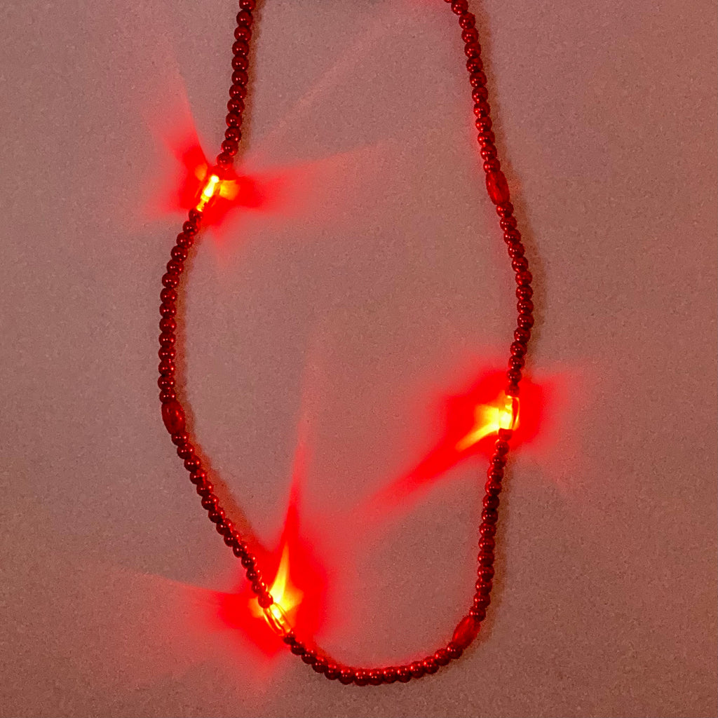 Light Up Red Mardi Gras Bead Necklace