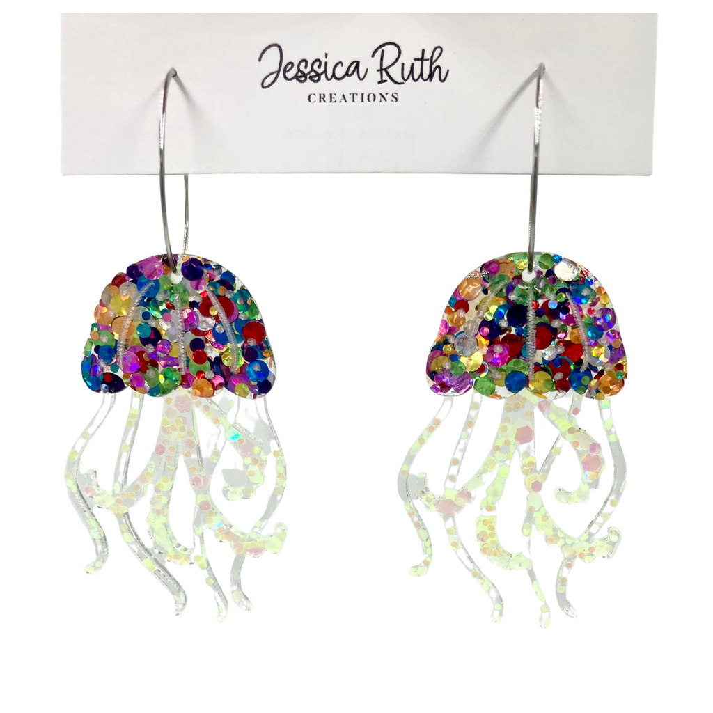 Rainbow Glow-in-the-Dark Jellyfish Earrings
