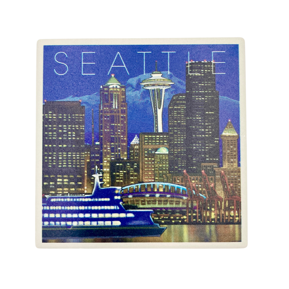 Seattle Twilight Ceramic Coaster | Argosy Cruises
