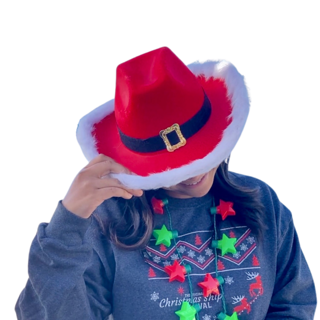 Light Up Santa Claus Cowboy Hat