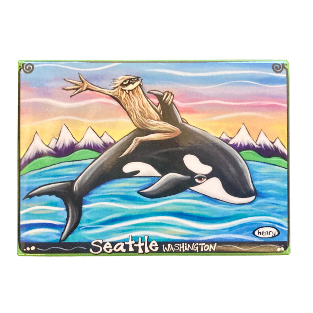 Sasquatch Riding Orca Magnet