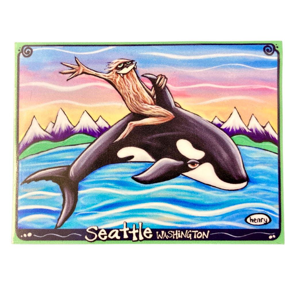 Sasquatch Riding Orca Sticker